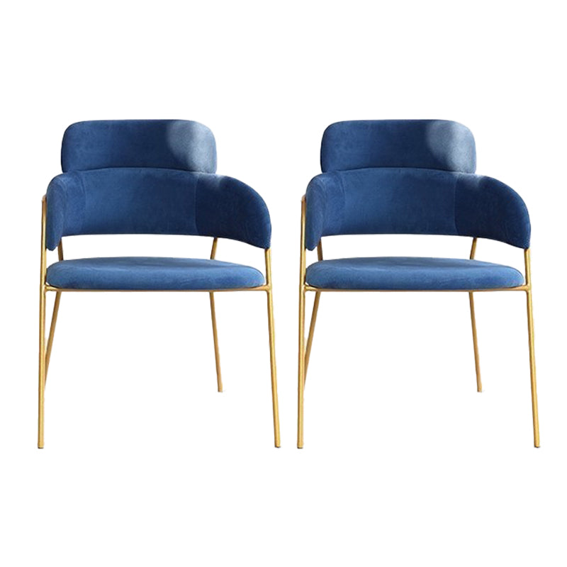 Glam Upholstered Arm Chair Velvet Open Back Dining Chair with Gold Legs