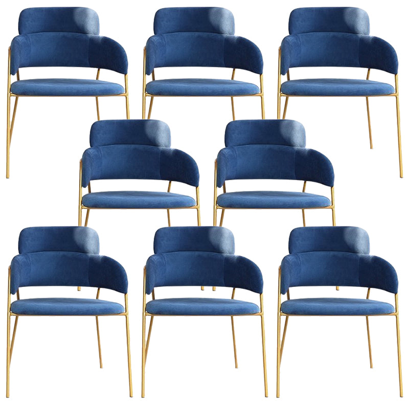 Glam Upholstered Arm Chair Velvet Open Back Dining Chair with Gold Legs