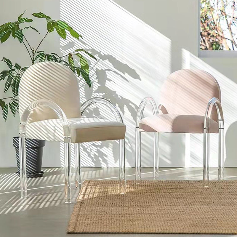 Glam Acrylic Dining Armchair Upholstered Velvet Dining Arm Chair