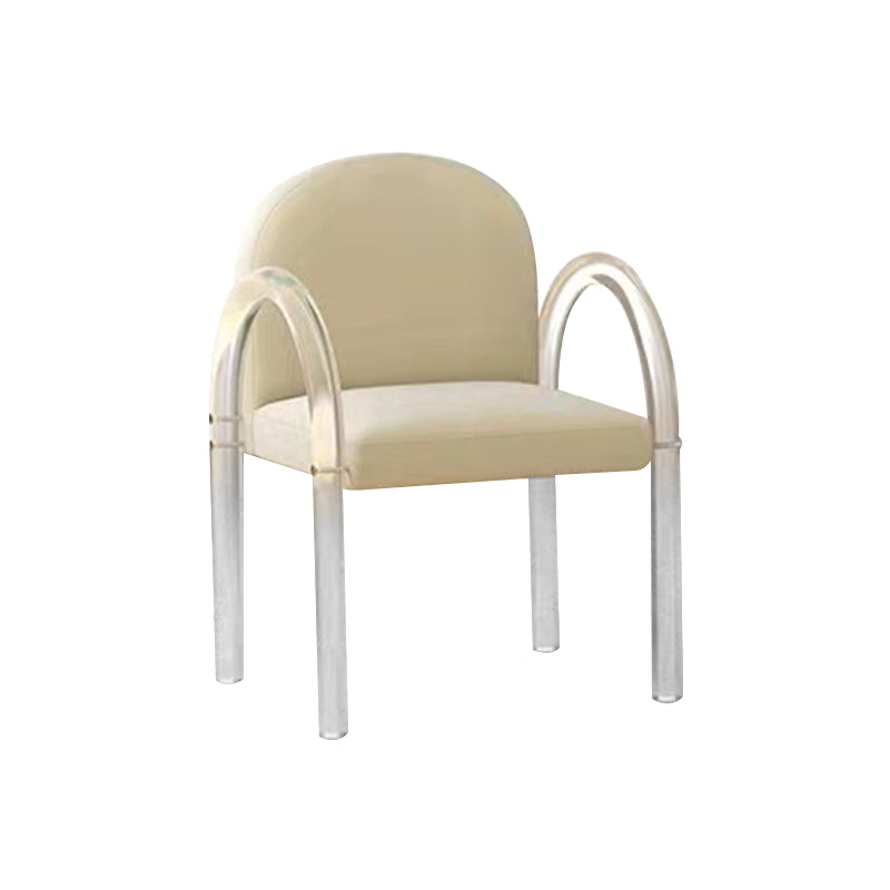 Glam Acrylic Dining Armchair Upholstered Velvet Dining Arm Chair