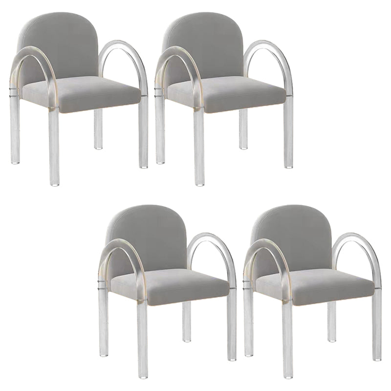 Glam Acrylic Dining Armchair Upholstered Velvet Dining Arm Chair