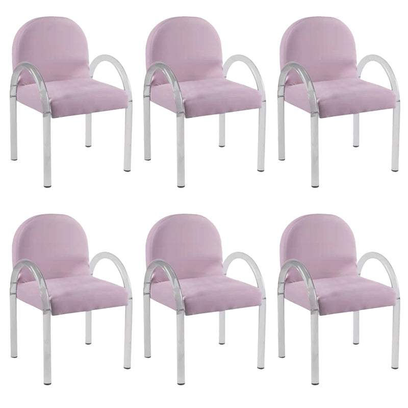 Glam Acrylic Dining Armchair Upholstered Velvet Dining Arm Chair