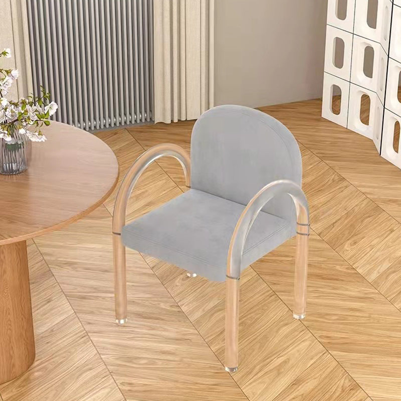 Glam Acrylic Dining Armchair Upholstered Velvet Dining Arm Chair