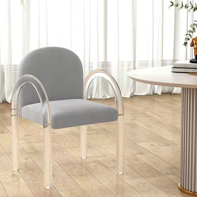 Glam Acrylic Dining Armchair Upholstered Velvet Dining Arm Chair
