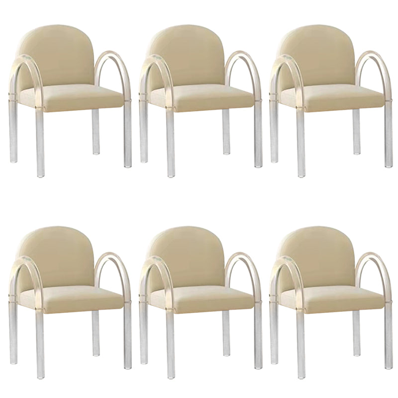 Glam Acrylic Dining Armchair Upholstered Velvet Dining Arm Chair