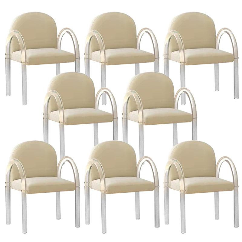 Glam Acrylic Dining Armchair Upholstered Velvet Dining Arm Chair