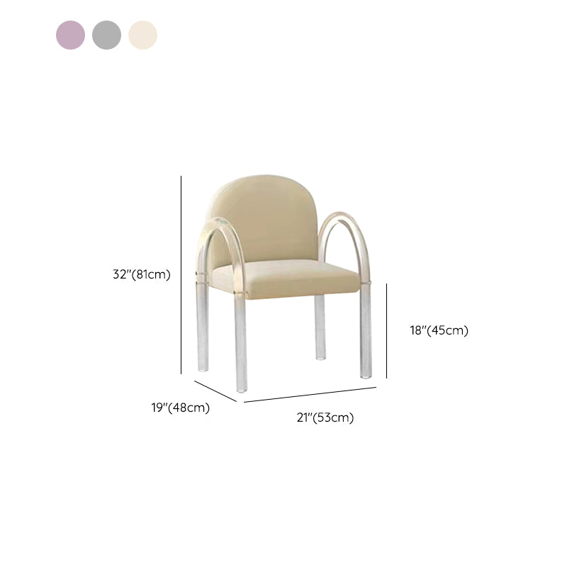 Glam Acrylic Dining Armchair Upholstered Velvet Dining Arm Chair