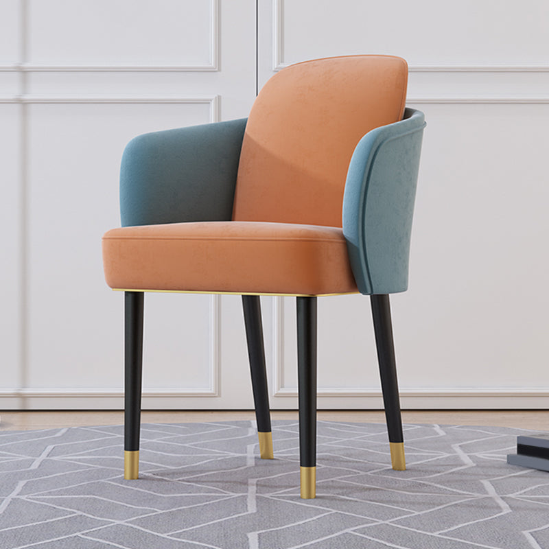 Upholstered Velvet Arm Chair Industrial Parsons Chair with Metal Legs