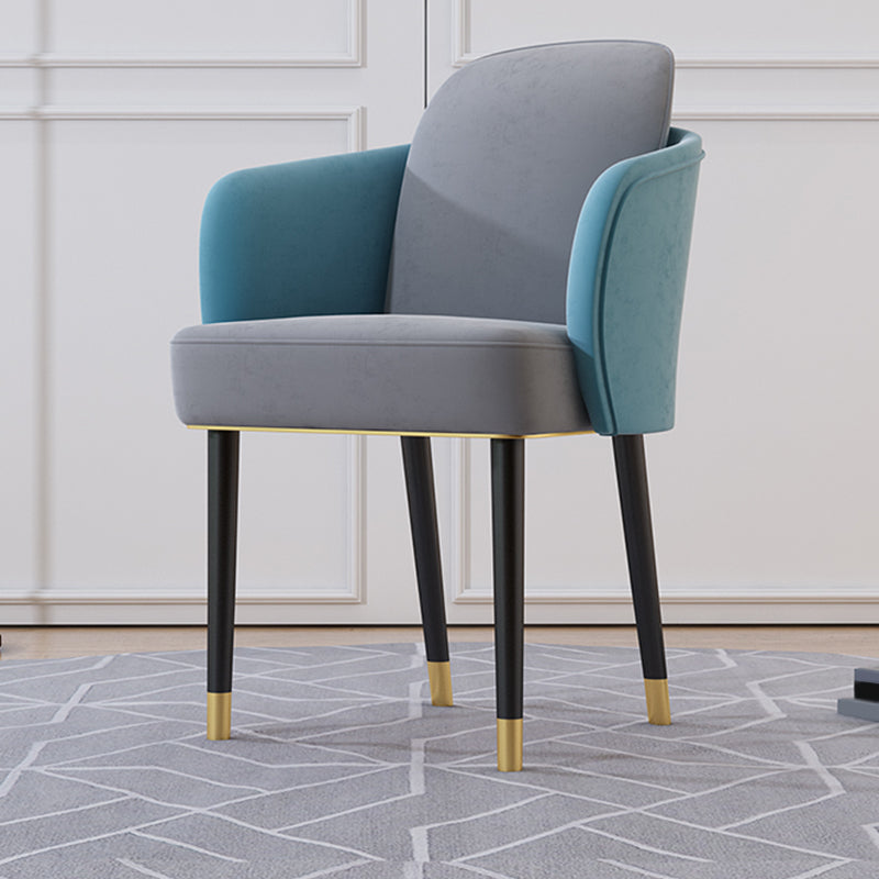 Upholstered Velvet Arm Chair Industrial Parsons Chair with Metal Legs