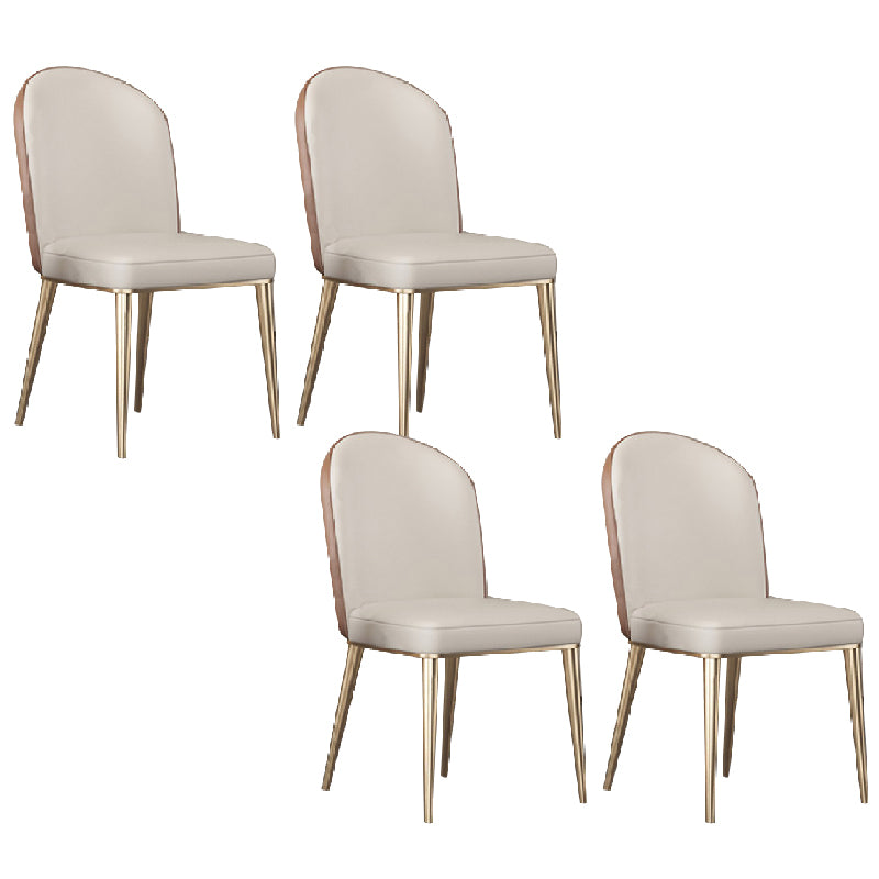Glam Dining Faux Leather Chairs Armless Side Chairs with Metal Legs