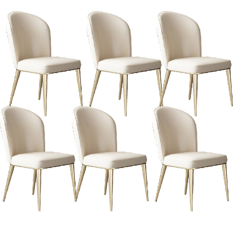 Glam Dining Faux Leather Chairs Armless Side Chairs with Metal Legs