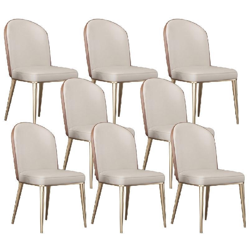Glam Dining Faux Leather Chairs Armless Side Chairs with Metal Legs