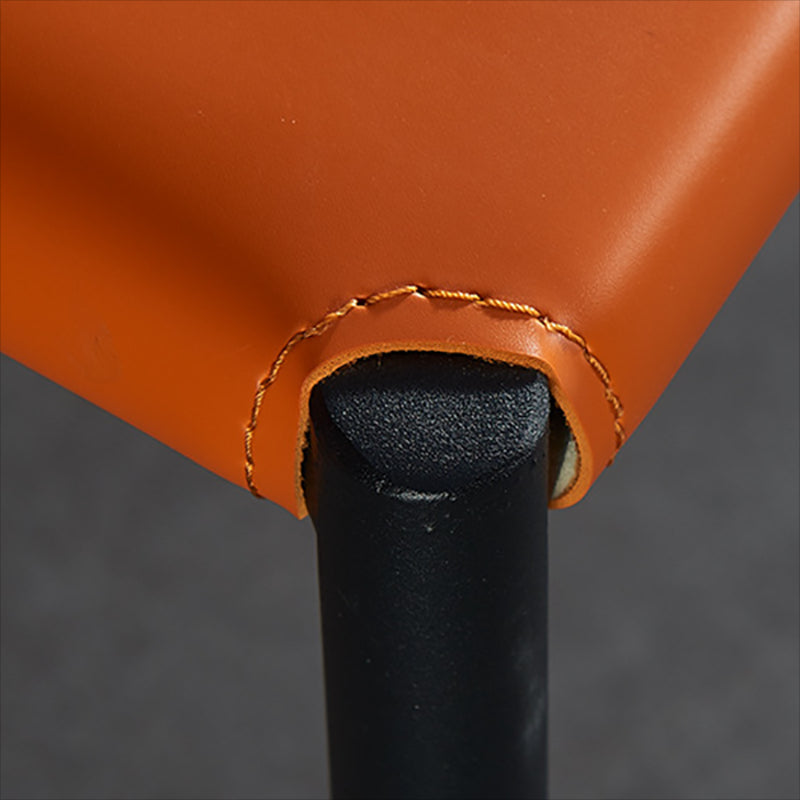 Contemporary Style Leather Chairs Armless Side Chairs with Metal Legs for Home Use
