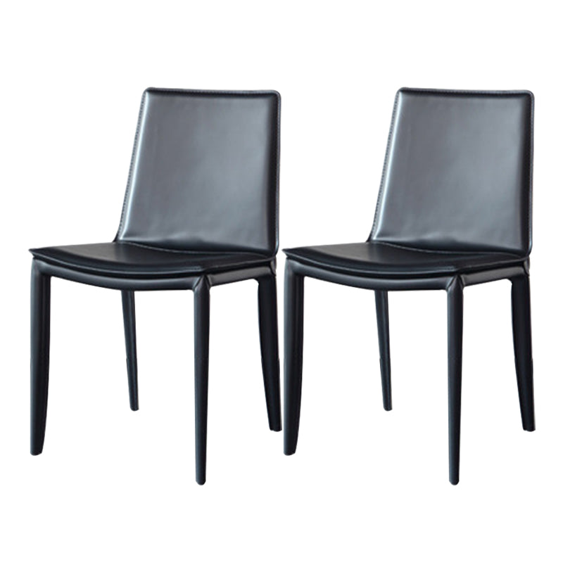 Industrial Leather Dining Chair Armless Side Chairs with Metal Legs for Home Use