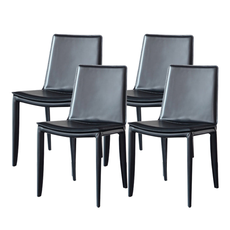 Industrial Leather Dining Chair Armless Side Chairs with Metal Legs for Home Use