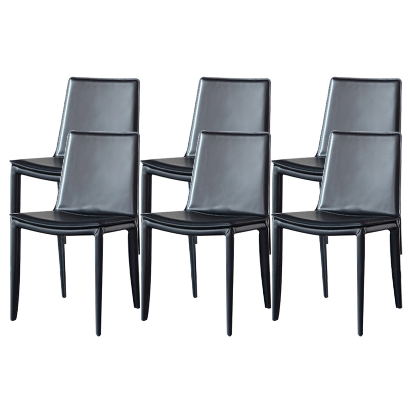 Industrial Leather Dining Chair Armless Side Chairs with Metal Legs for Home Use