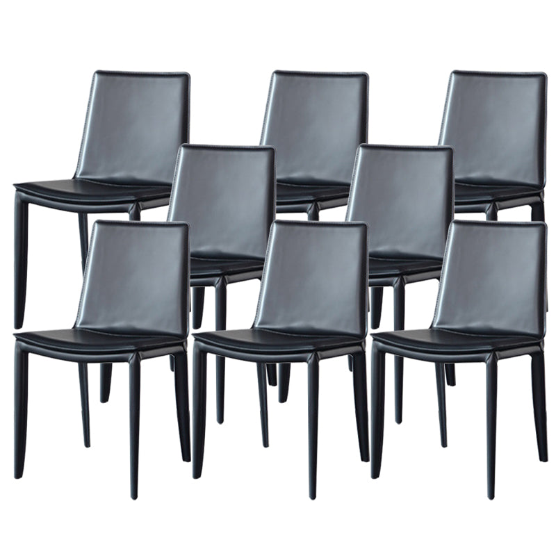 Industrial Leather Dining Chair Armless Side Chairs with Metal Legs for Home Use