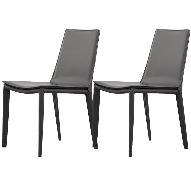 Industrial Leather Dining Chair Armless Side Chairs with Metal Legs for Home Use