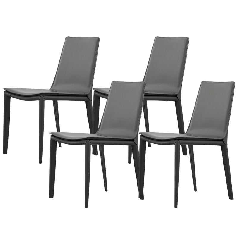 Industrial Leather Dining Chair Armless Side Chairs with Metal Legs for Home Use