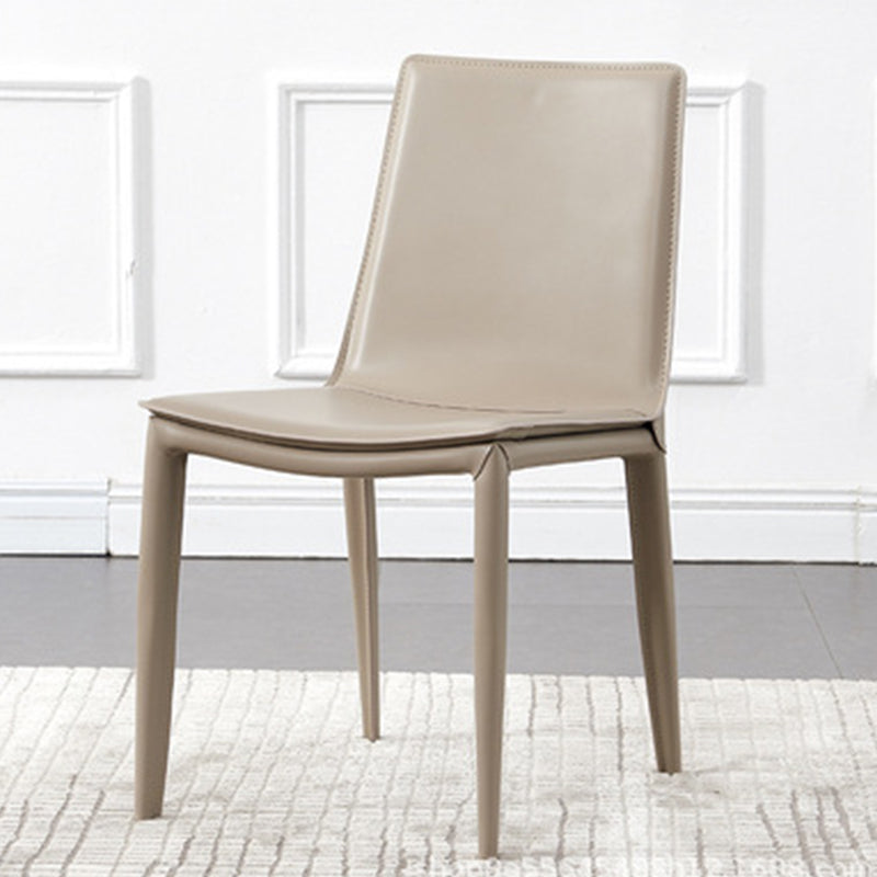 Industrial Leather Dining Chair Armless Side Chairs with Metal Legs for Home Use