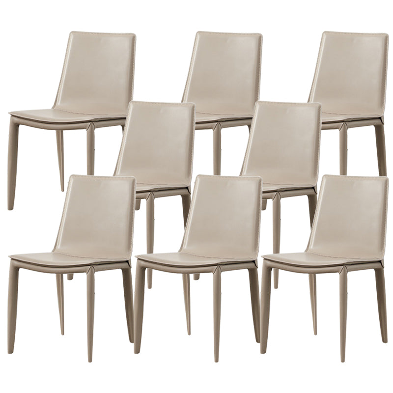 Industrial Leather Dining Chair Armless Side Chairs with Metal Legs for Home Use