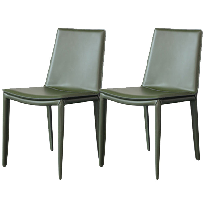 Industrial Leather Dining Chair Armless Side Chairs with Metal Legs for Home Use