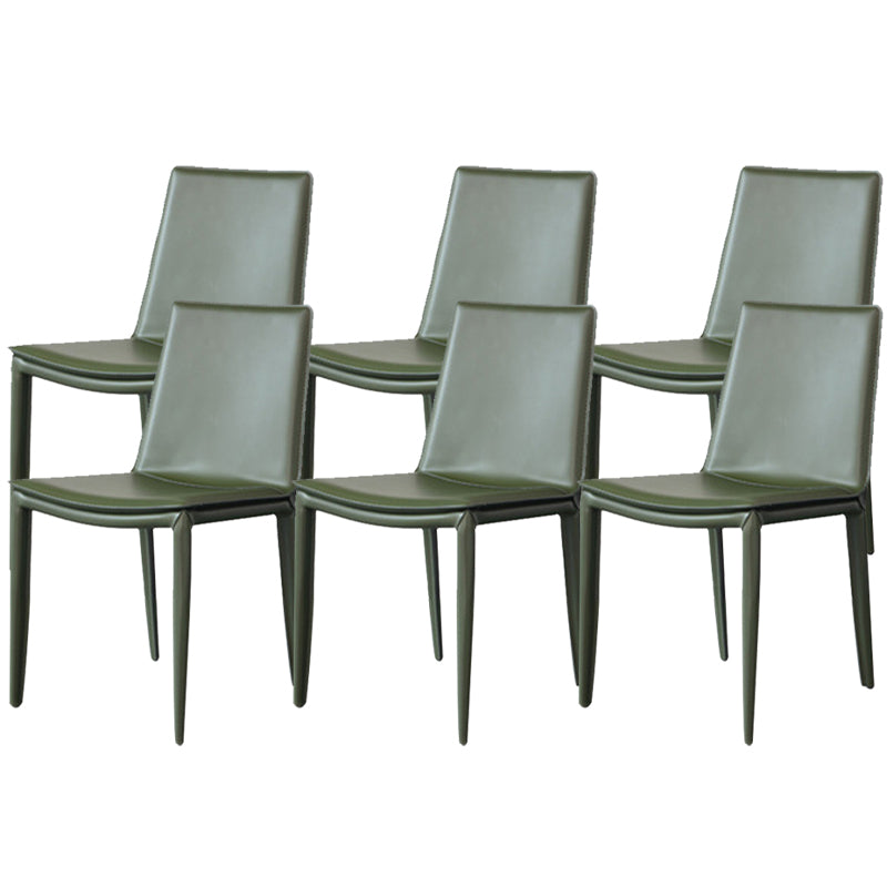 Industrial Leather Dining Chair Armless Side Chairs with Metal Legs for Home Use