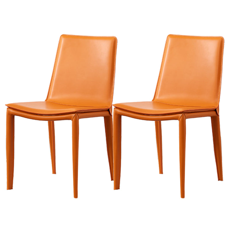 Industrial Leather Dining Chair Armless Side Chairs with Metal Legs for Home Use