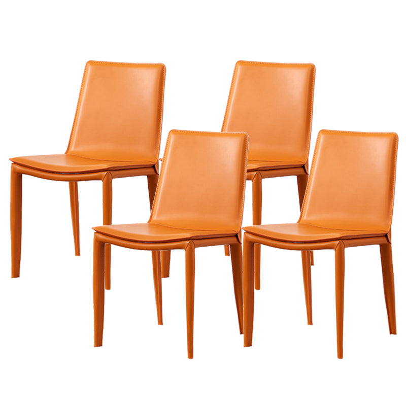 Industrial Leather Dining Chair Armless Side Chairs with Metal Legs for Home Use