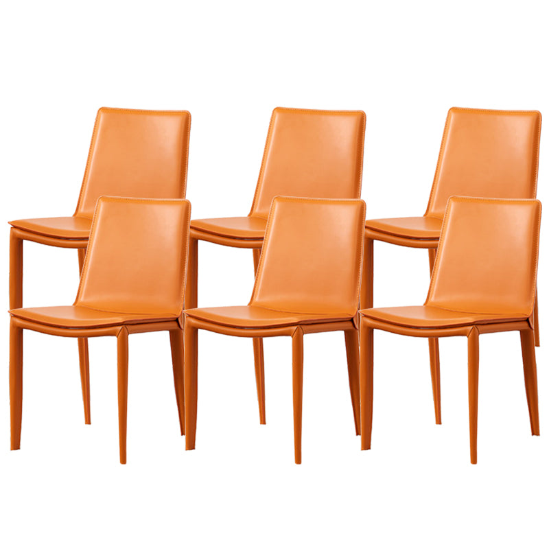 Industrial Leather Dining Chair Armless Side Chairs with Metal Legs for Home Use