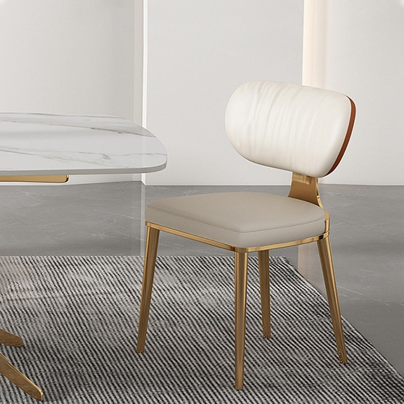 Glam Upholstered Dining Chair Open Back Dining Chair with Metal Legs