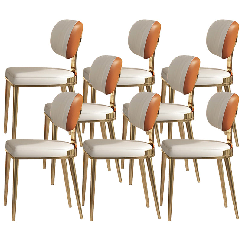 Glam Upholstered Dining Chair Open Back Dining Chair with Metal Legs