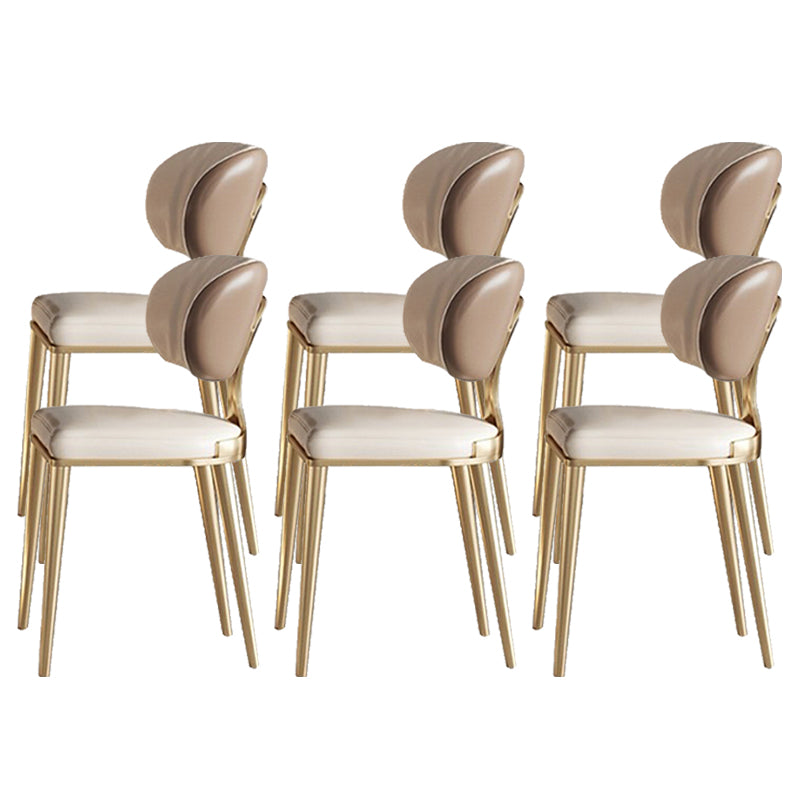 Glam Upholstered Dining Chair Open Back Dining Chair with Metal Legs