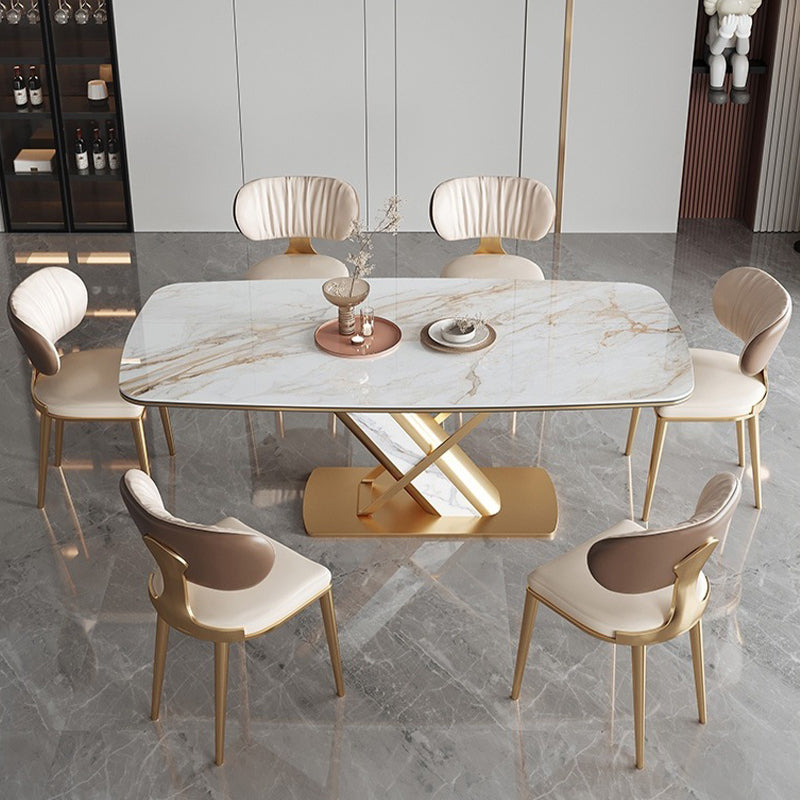 Glam Upholstered Dining Chair Open Back Dining Chair with Metal Legs