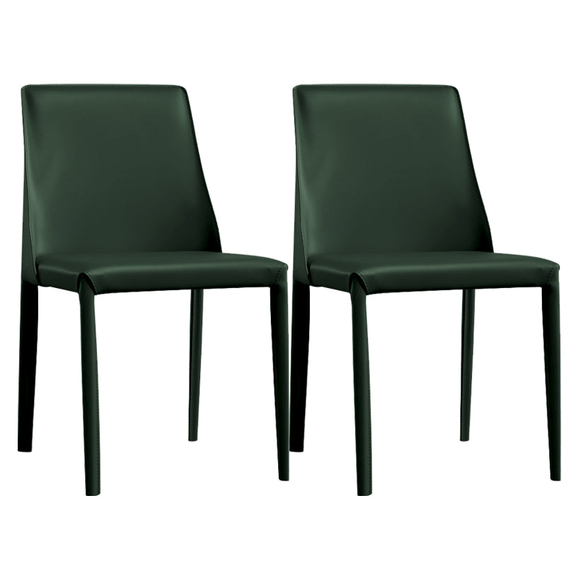 Modern Leather Dining Chairs Armless Side Chairs with Metal Legs for Home Use
