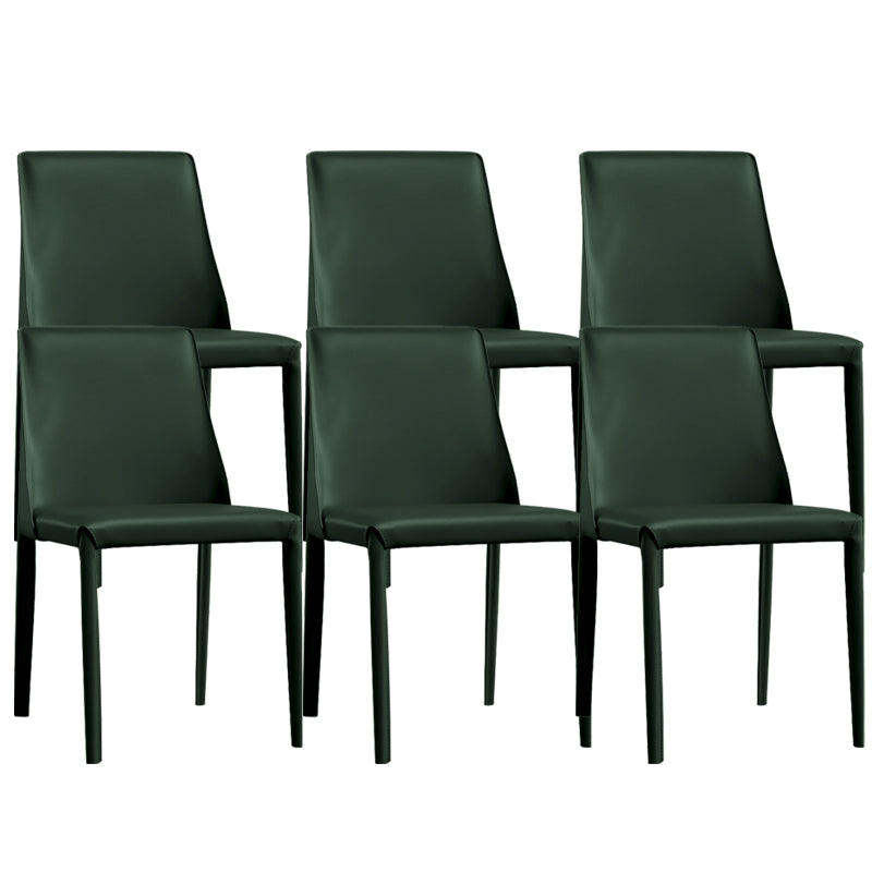 Modern Leather Dining Chairs Armless Side Chairs with Metal Legs for Home Use