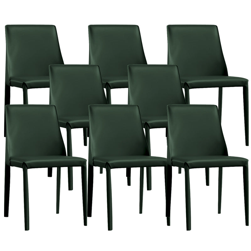 Modern Leather Dining Chairs Armless Side Chairs with Metal Legs for Home Use