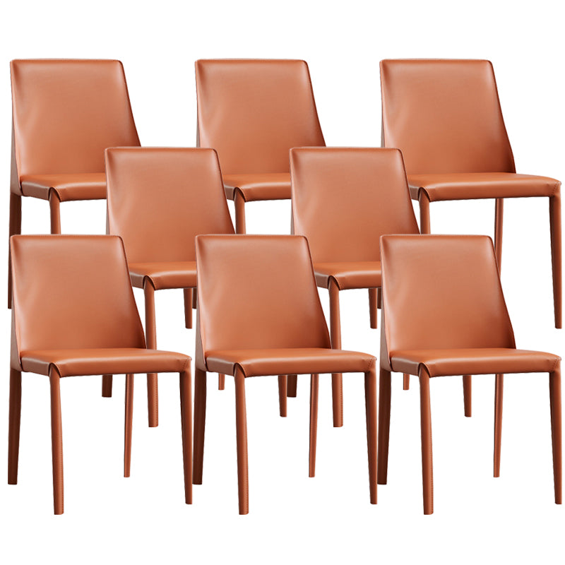 Modern Leather Dining Chairs Armless Side Chairs with Metal Legs for Home Use