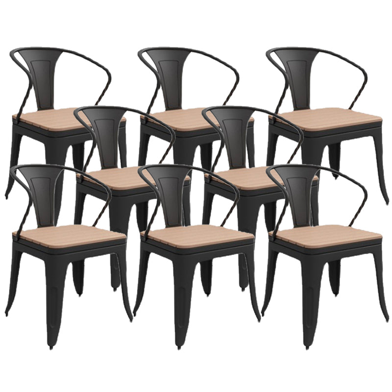 Industrial Kitchen Dining Chairs Metal Slat Back Chairs in Black