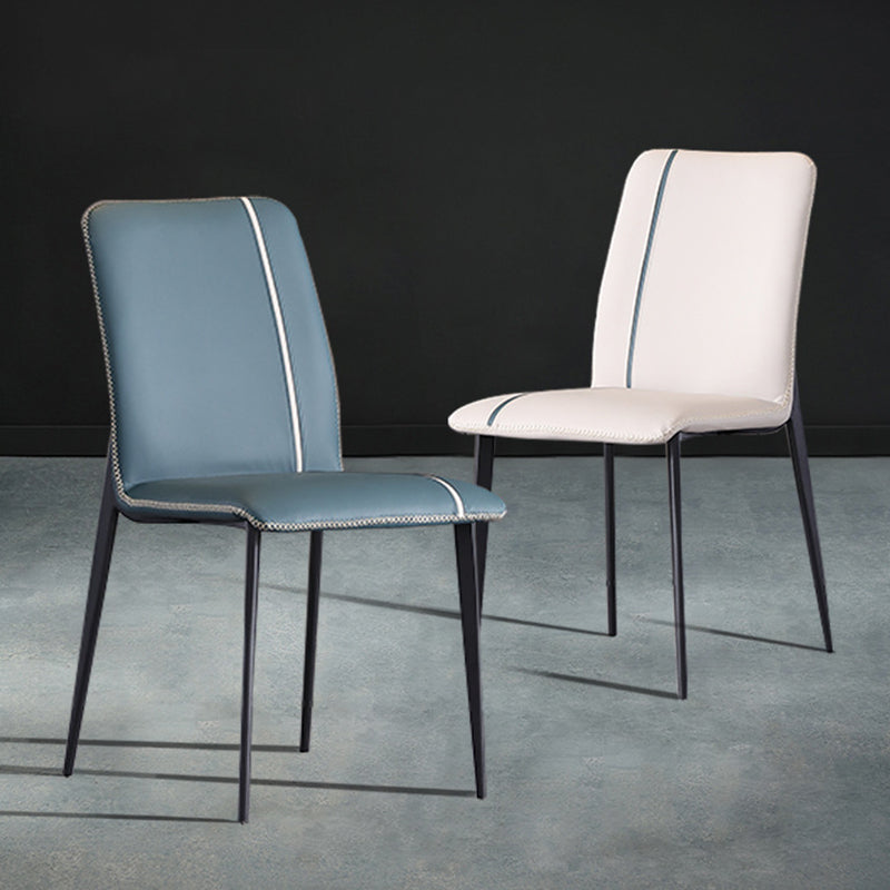 Industrial Armless Side Chairs Faux Leather Dining Chairs with Metal Legs