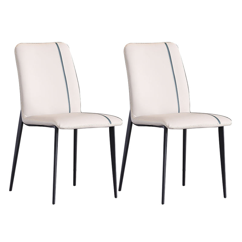 Industrial Armless Side Chairs Faux Leather Dining Chairs with Metal Legs