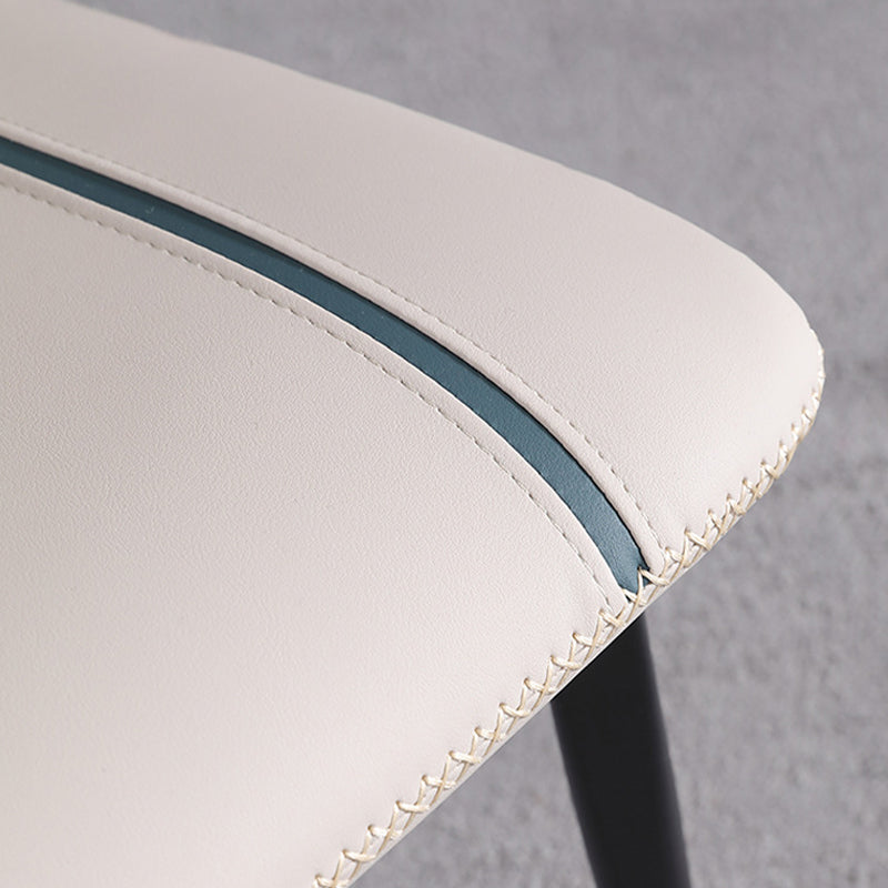 Industrial Armless Side Chairs Faux Leather Dining Chairs with Metal Legs