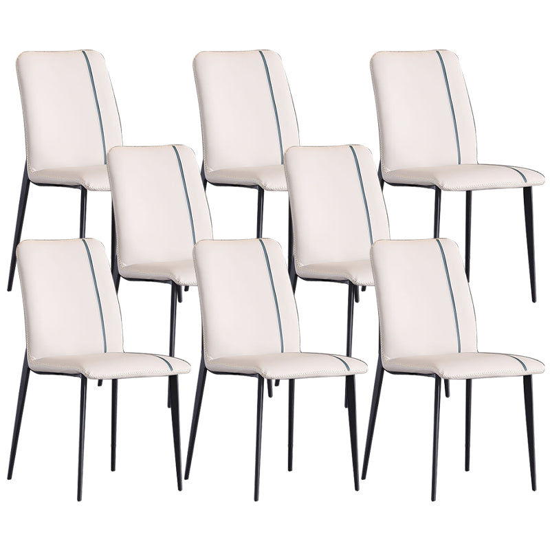 Industrial Armless Side Chairs Faux Leather Dining Chairs with Metal Legs
