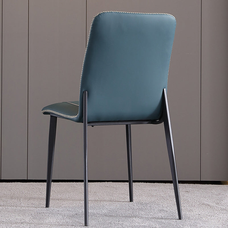 Industrial Armless Side Chairs Faux Leather Dining Chairs with Metal Legs