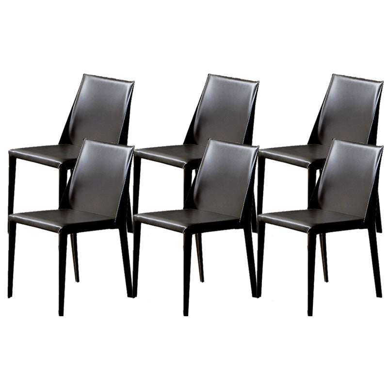 Contemporary Leather Dining Chairs Armless Side Chairs with Metal Legs for Kitchen