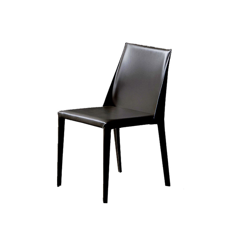 Contemporary Leather Dining Chairs Armless Side Chairs with Metal Legs for Kitchen