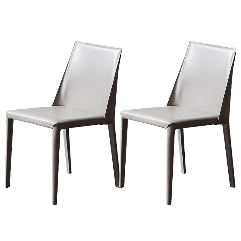 Contemporary Leather Dining Chairs Armless Side Chairs with Metal Legs for Kitchen