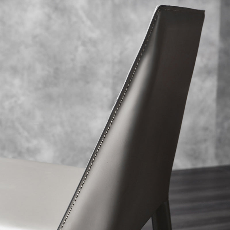 Contemporary Leather Dining Chairs Armless Side Chairs with Metal Legs for Kitchen