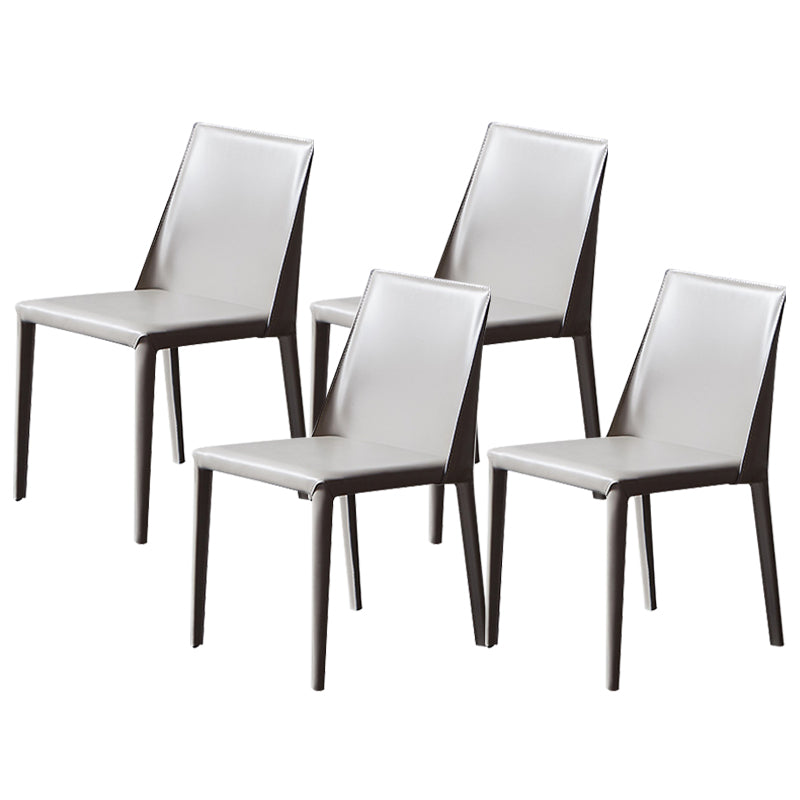 Contemporary Leather Dining Chairs Armless Side Chairs with Metal Legs for Kitchen