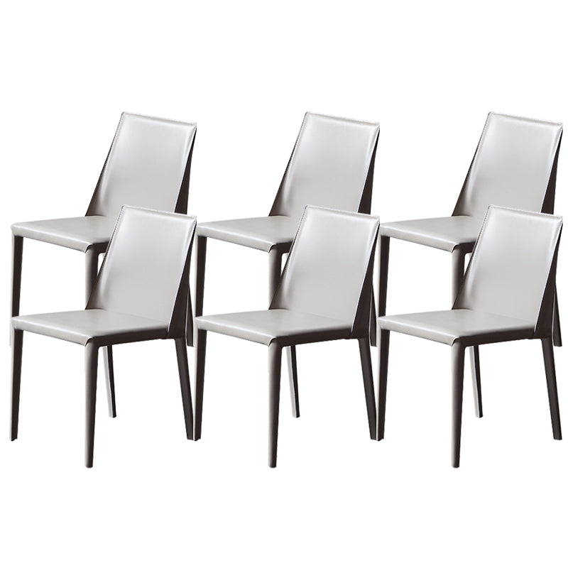 Contemporary Leather Dining Chairs Armless Side Chairs with Metal Legs for Kitchen